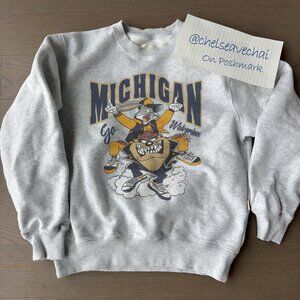 Retro 90s University of Michigan Wolverines Looney Tunes Football Sweatshirt